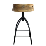 Pia 25-31 Inch Industrial Style Counter Height Stool with Adjustable Swivel Seat, Brown, Black