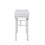 Industrial Style Metal and Wood 1 Drawer Vanity Desk, White