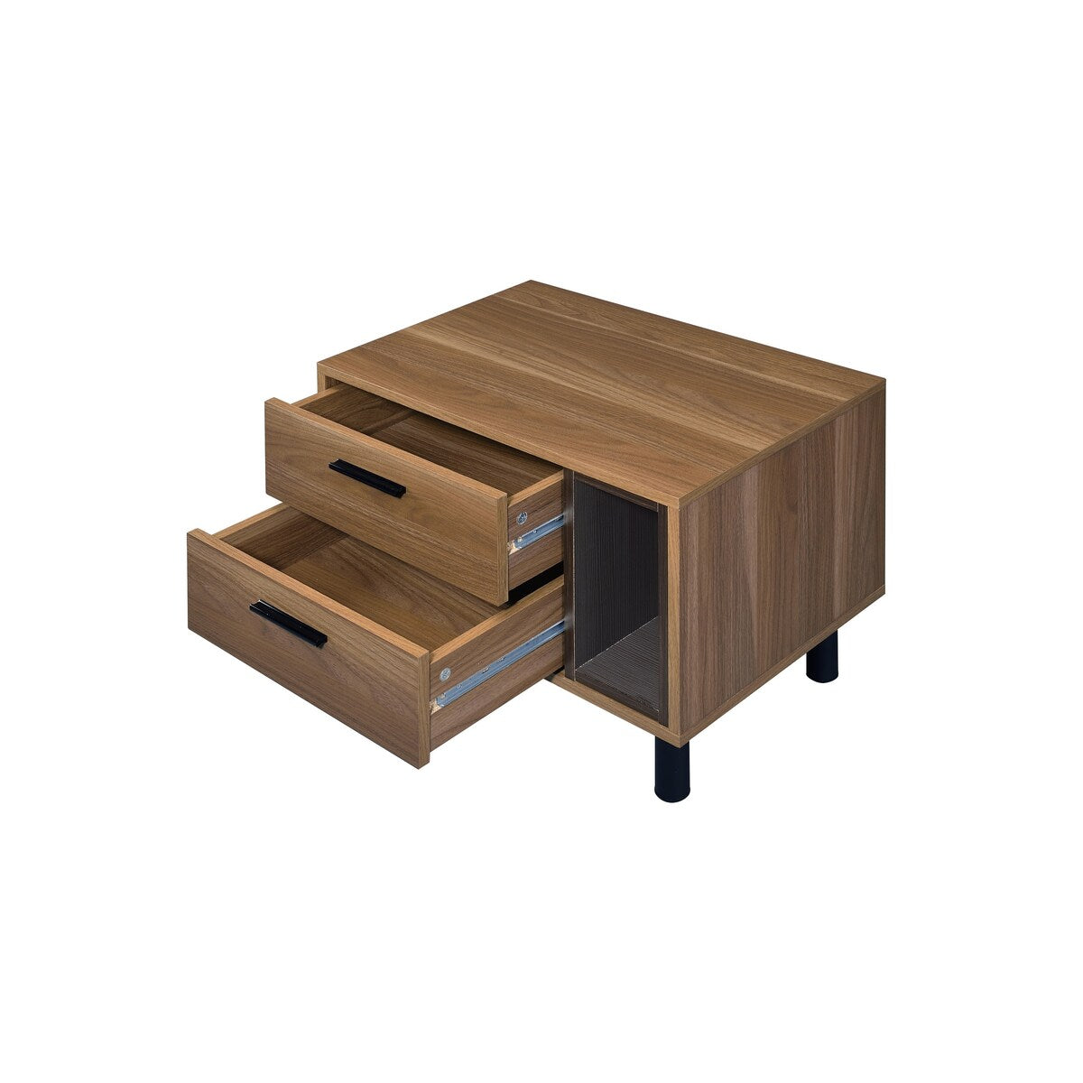 Industrial Style Multifunctional Nightstand with 2 Drawers