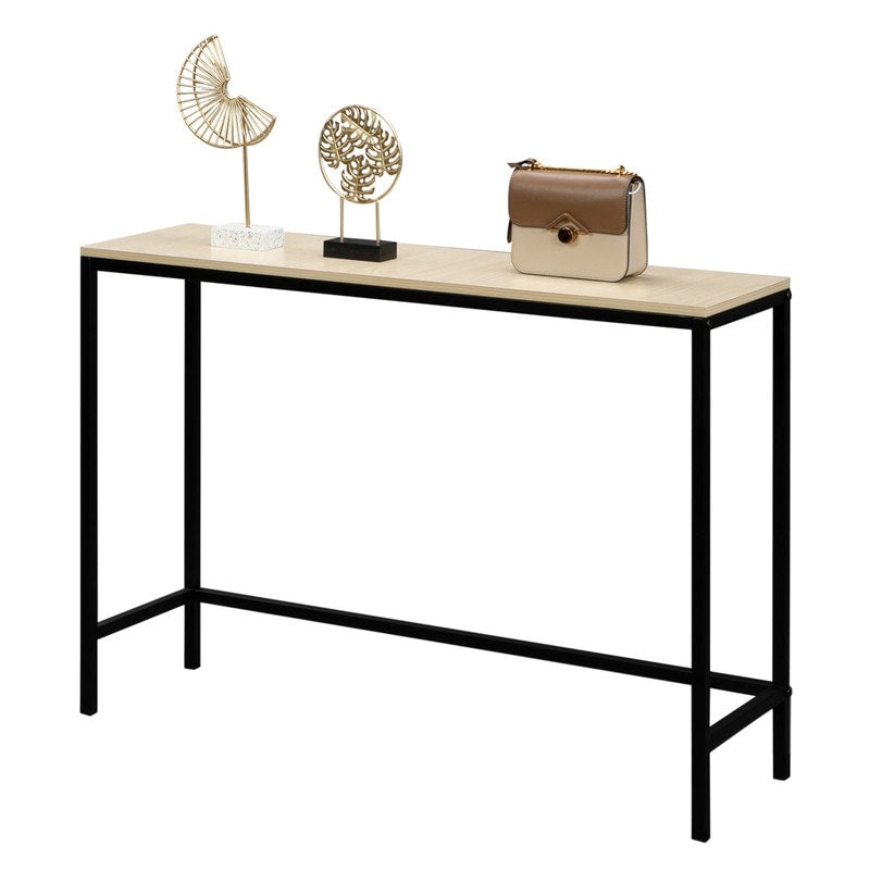 Industrial Style Porch Table Single Layer Light Walnut Color Console Table