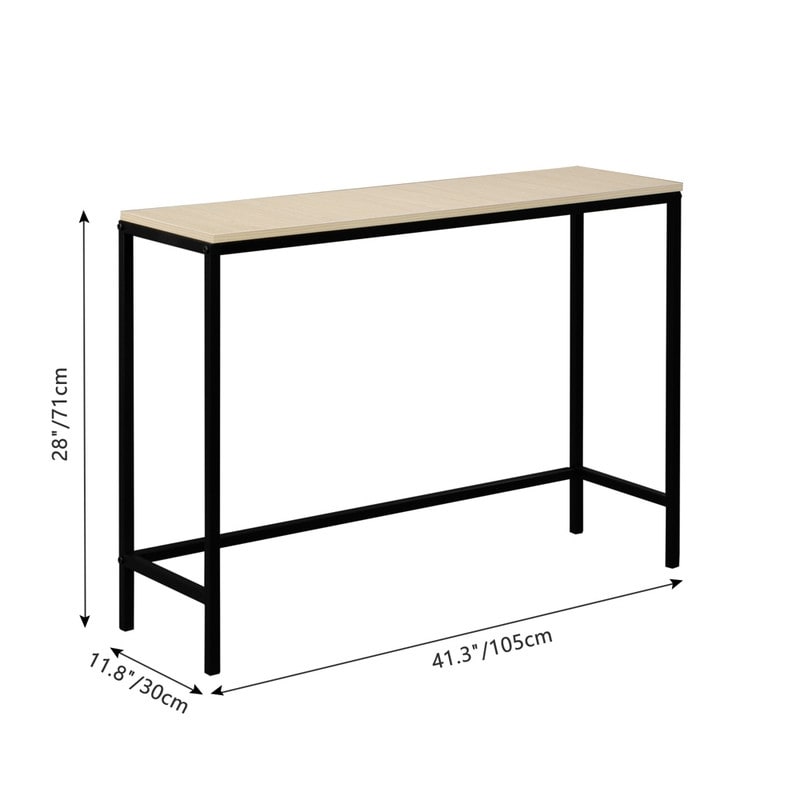 Industrial Style Porch Table Single Layer Light Walnut Color Console Table