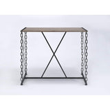 Industrial Style Rectangular Wood and Metal Bar Table, Black and Brown