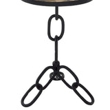 Industrial Styled Aged Wood And Solid Metal Round Accent Table