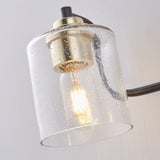 3-Light Crystal Wall Sconce Light, Modern Vanity Bathroom Light in Black with Glass Shades - 22.63