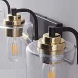 3-Light Crystal Wall Sconce Light, Modern Vanity Bathroom Light in Black with Glass Shades - 22.63