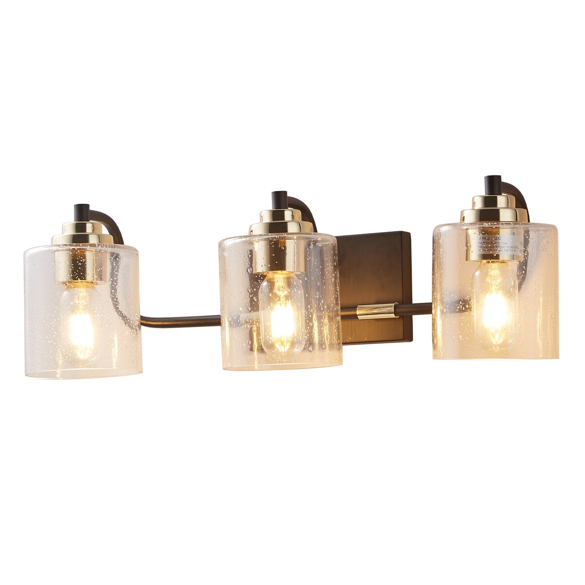 3-Light Crystal Wall Sconce Light, Modern Vanity Bathroom Light in Black with Glass Shades - 22.63