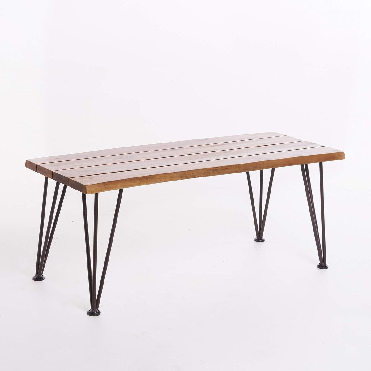 Industrial Wood and Metal Coffee Table with Two Accent Tables, Rustic Acacia Wood and Iron Frame, for Patio and Living Room