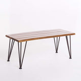 Industrial Wood and Metal Coffee Table with Two Accent Tables, Rustic Acacia Wood and Iron Frame, for Patio and Living Room