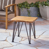 Industrial Wood and Metal Coffee Table with Two Accent Tables, Rustic Acacia Wood and Iron Frame, for Patio and Living Room