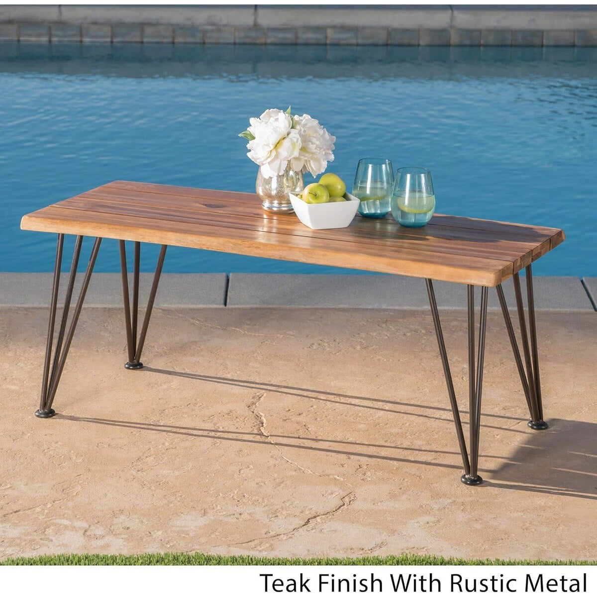 Industrial Wood and Metal Coffee Table with Two Accent Tables, Rustic Acacia Wood and Iron Frame, for Patio and Living Room