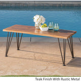 Industrial Wood and Metal Coffee Table with Two Accent Tables, Rustic Acacia Wood and Iron Frame, for Patio and Living Room