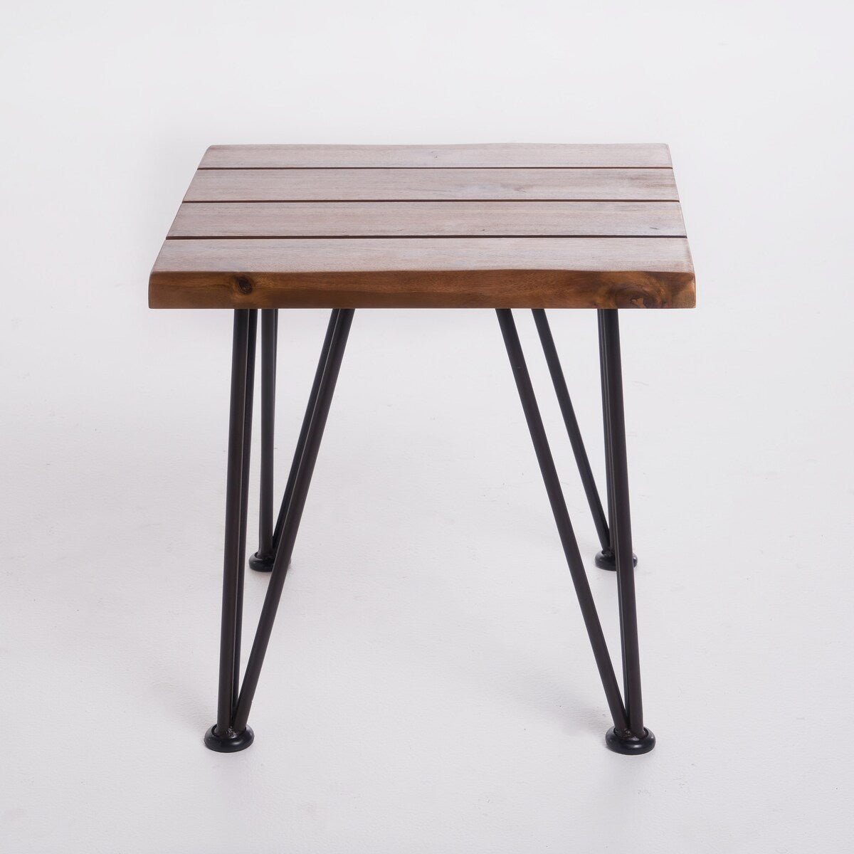 Industrial Wood and Metal Coffee Table with Two Accent Tables, Rustic Acacia Wood and Iron Frame, for Patio and Living Room