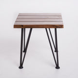 Industrial Wood and Metal Coffee Table with Two Accent Tables, Rustic Acacia Wood and Iron Frame, for Patio and Living Room