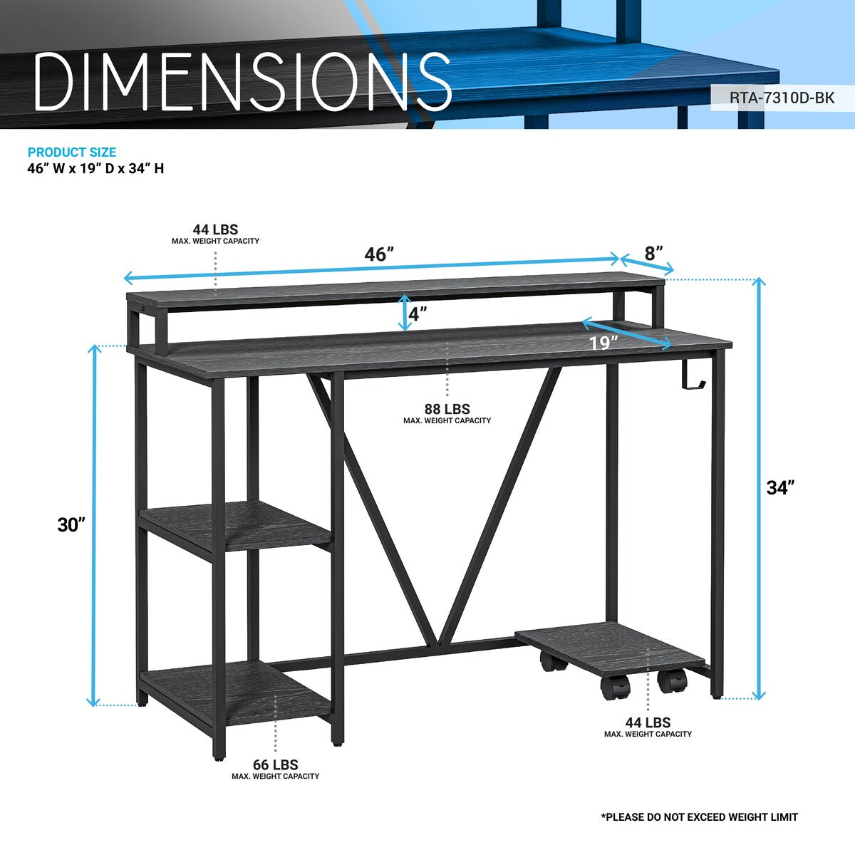 Industrial Writing Desk, Black