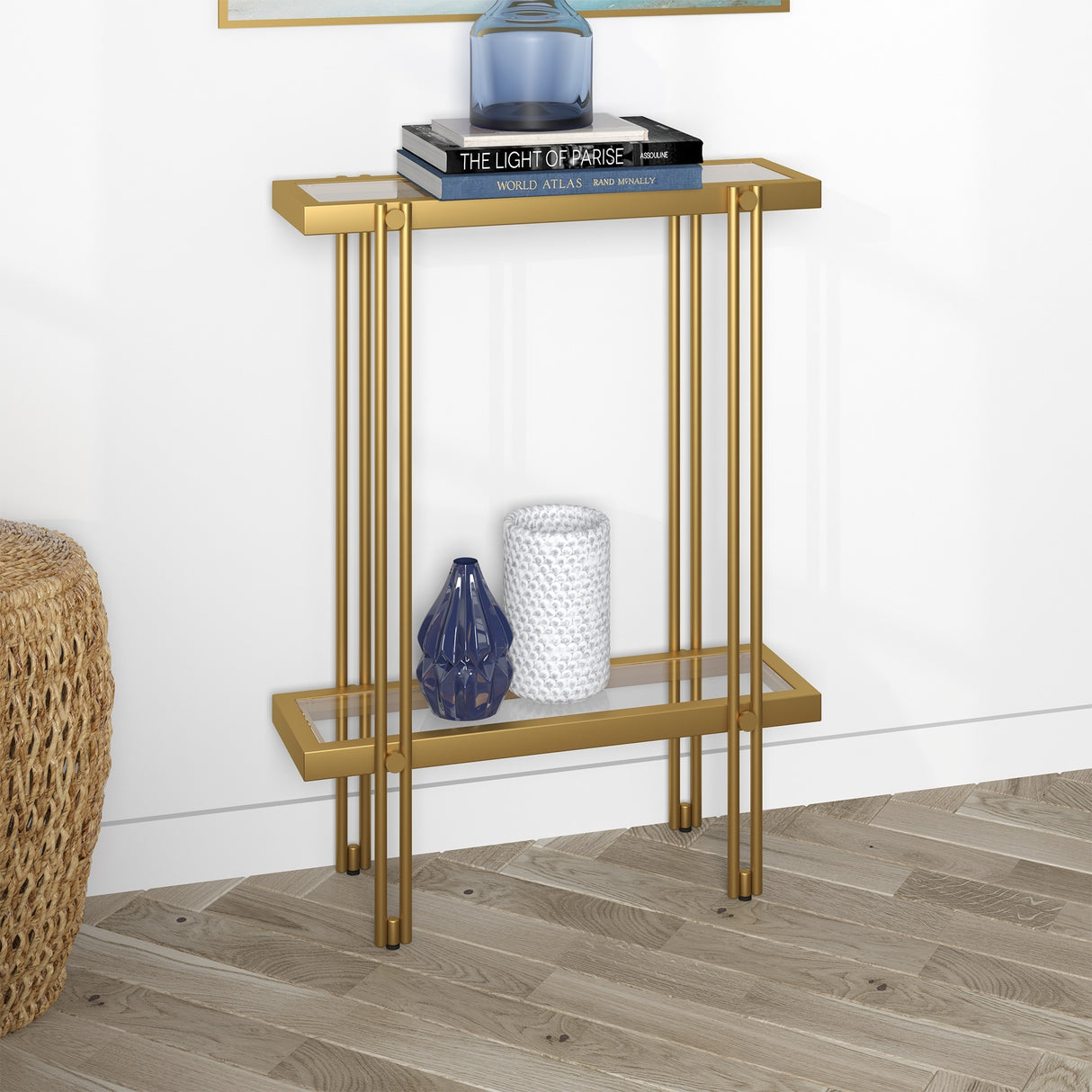 Inez Steel and Glass Console Table