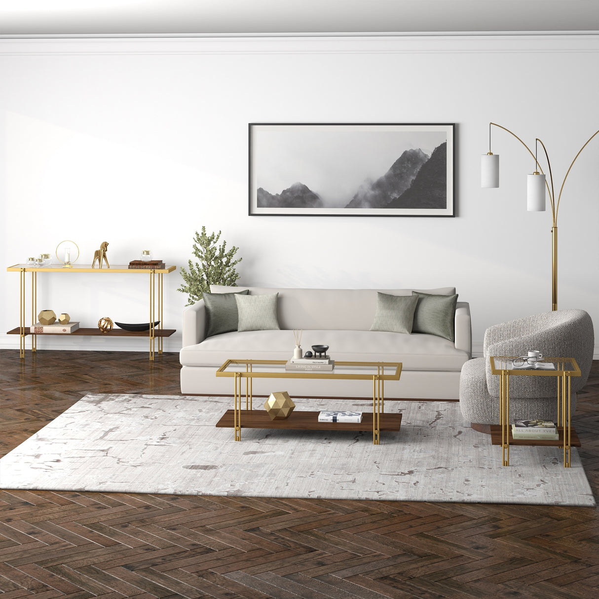 Inez Steel and Glass Console Table