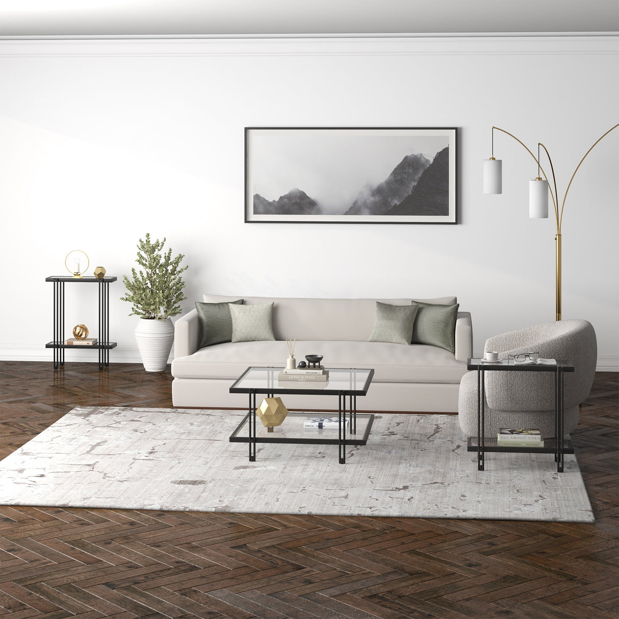 Inez Steel and Glass Console Table
