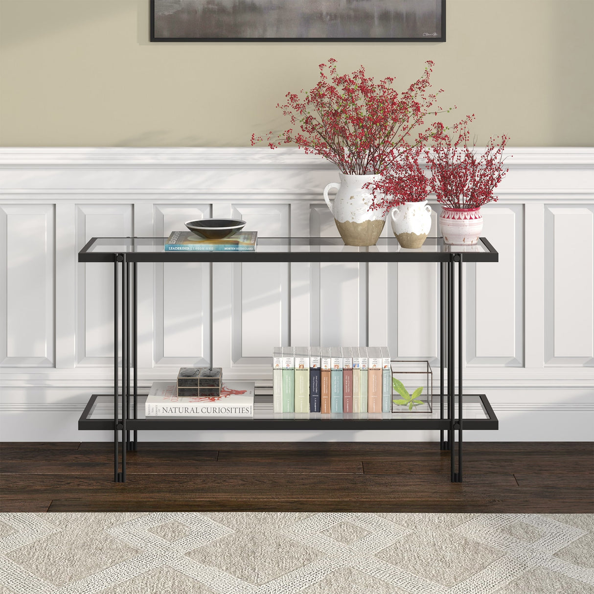 Inez Steel and Glass Console Table