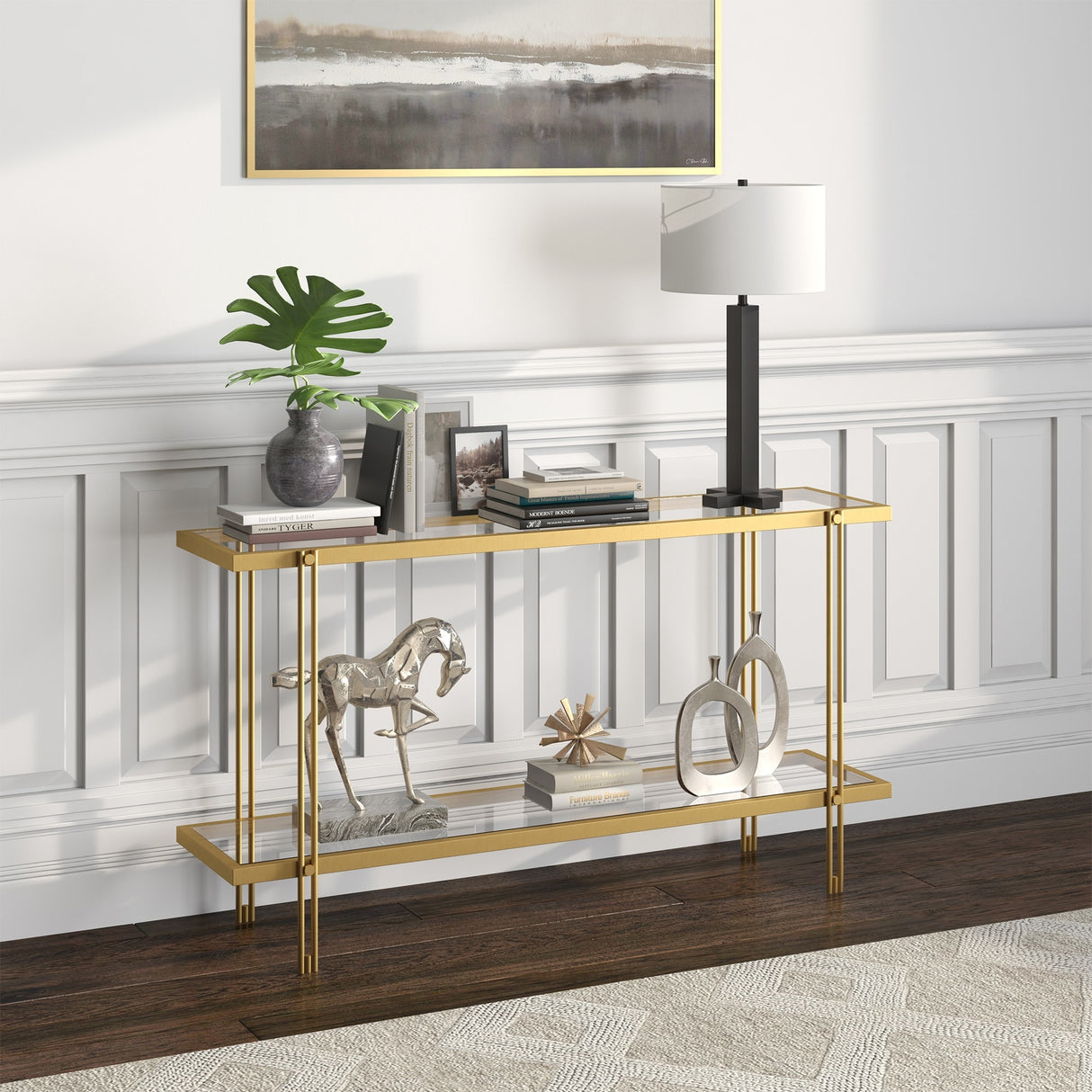 Inez Steel and Glass Console Table