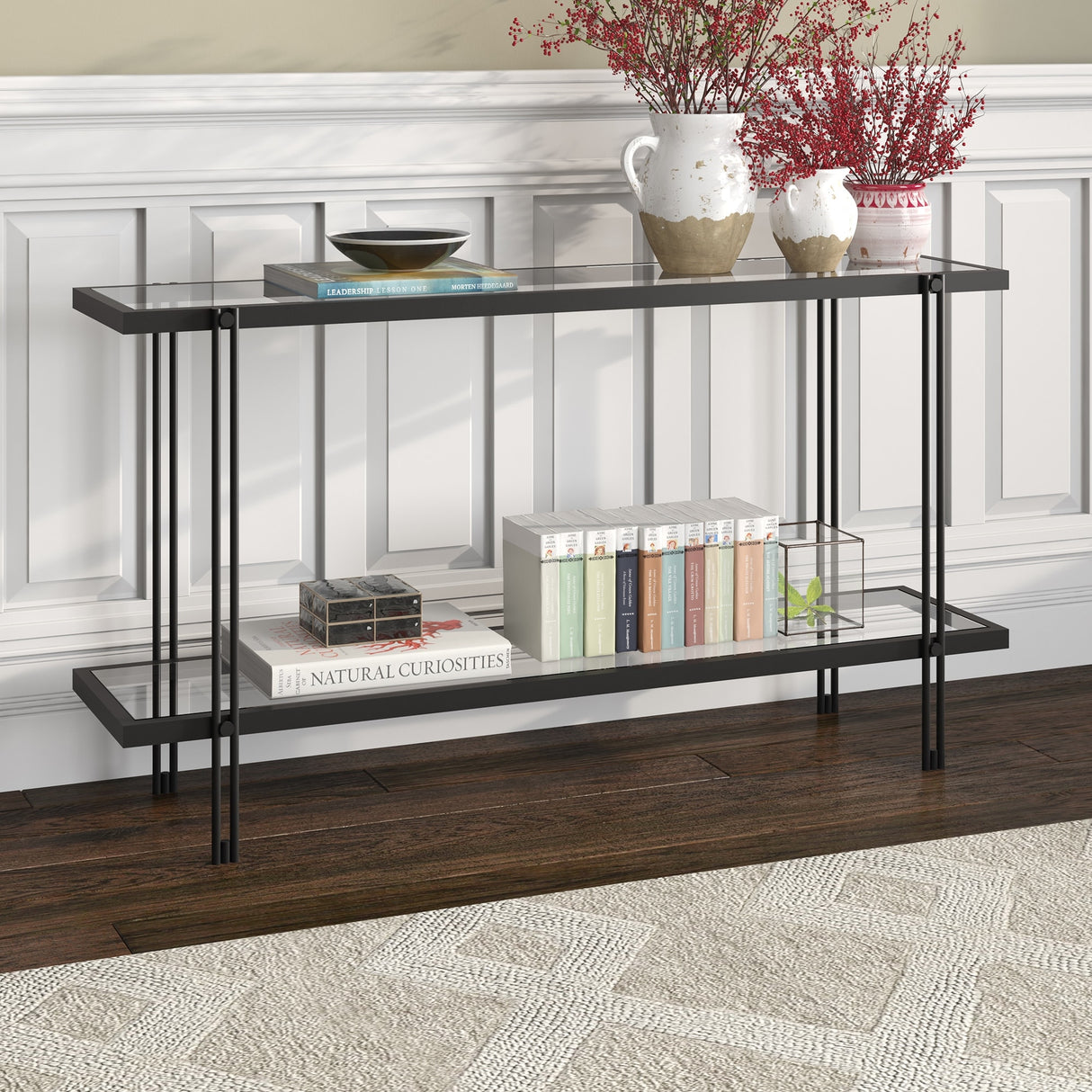 Inez Steel and Glass Console Table
