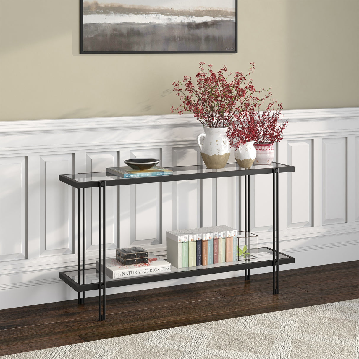 Inez Steel and Glass Console Table