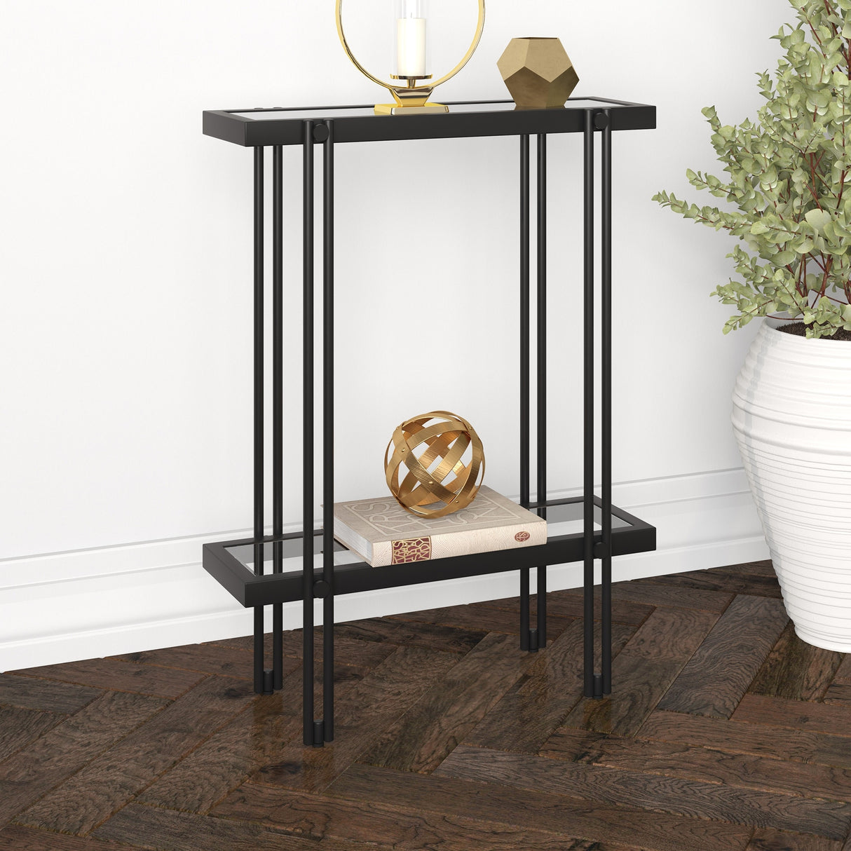 Inez Steel and Glass Console Table