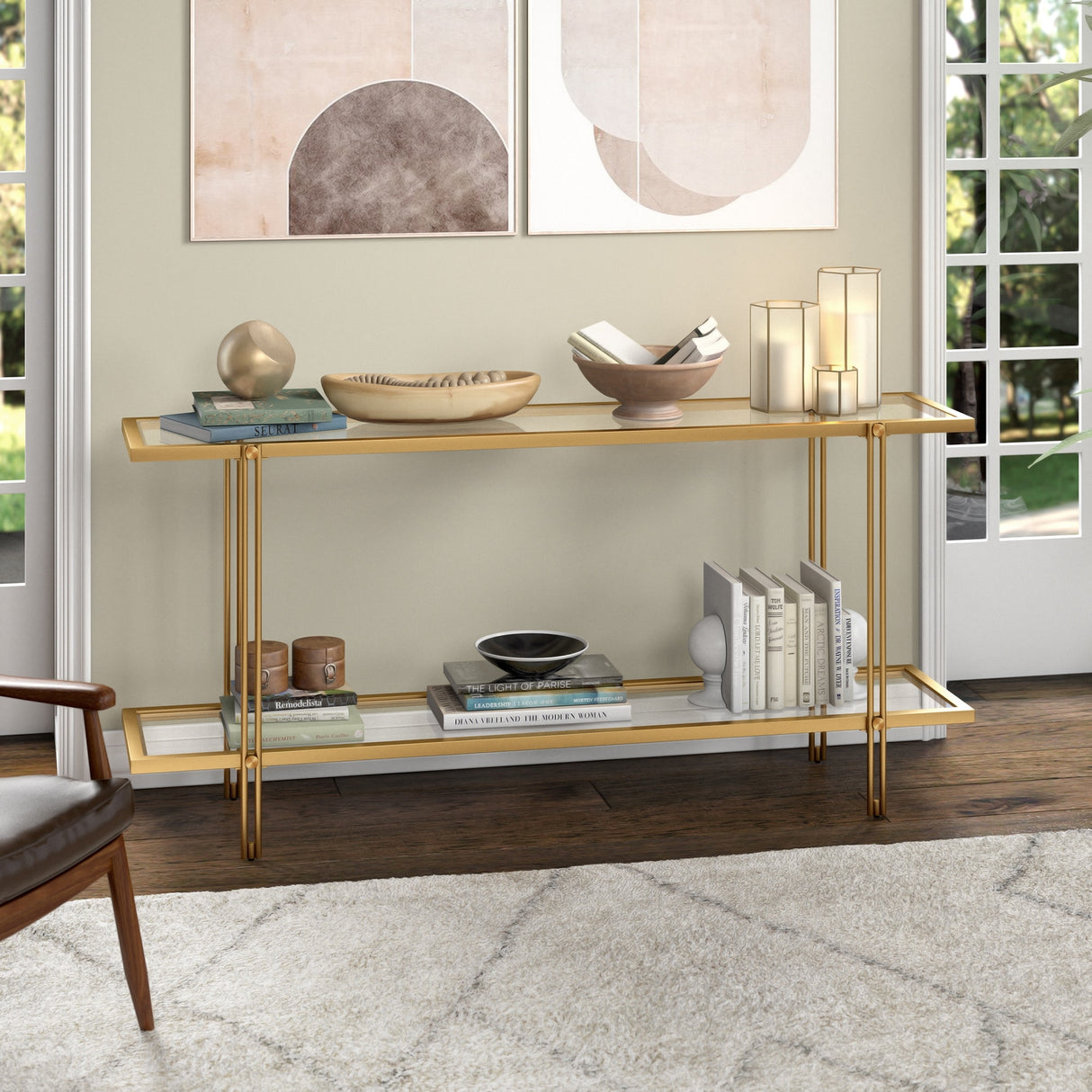 Inez Steel and Glass Console Table