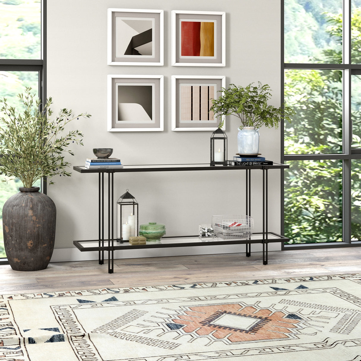Inez Steel and Glass Console Table