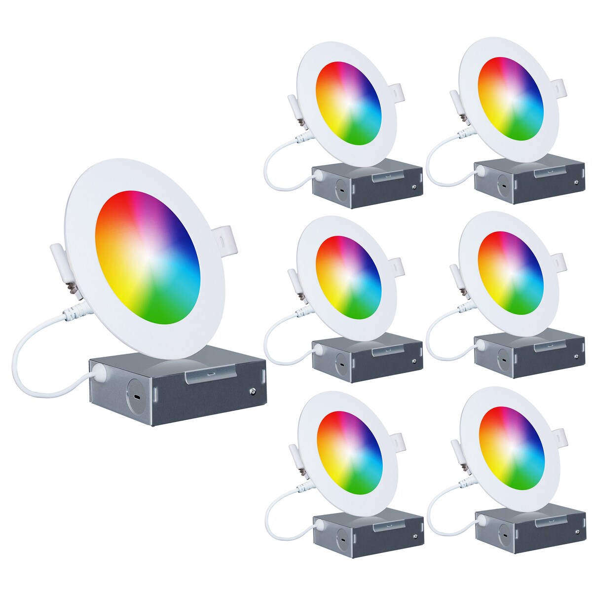 Infibrite 4 Inch Wifi Smart Ultra-Slim LED Ceiling Mount Recessed Light 9W 810LM Dimmable Retrofit with Junction Box (6 Pack)