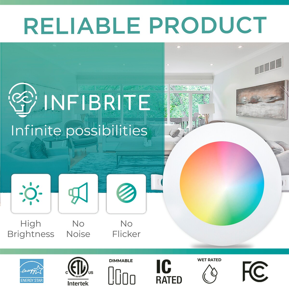 Infibrite 4 Inch Wifi Smart Ultra-Slim LED Ceiling Mount Recessed Light 9W 810LM Dimmable Retrofit with Junction Box (6 Pack)