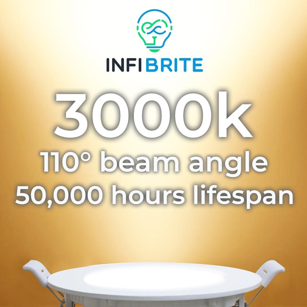 Infibrite 6 Inch 3000K Warm White 12W 1050LM Ultra-Slim LED Ceiling Light with Junction Box, Flush Mount, Dimmable (24 Pack)