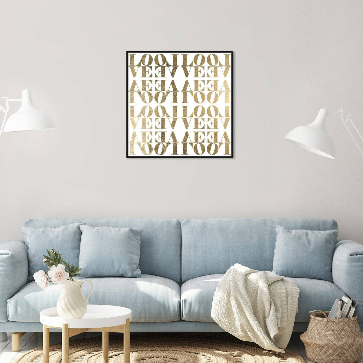 Infinite Love Pattern Modern Gold Canvas Wall Art Print for Living Room