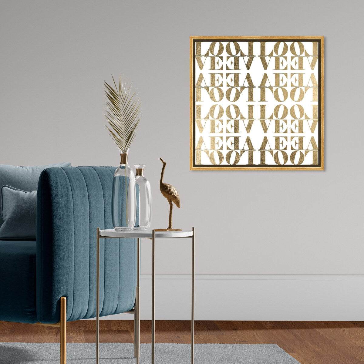 Infinite Love Pattern Modern Gold Canvas Wall Art Print for Living Room