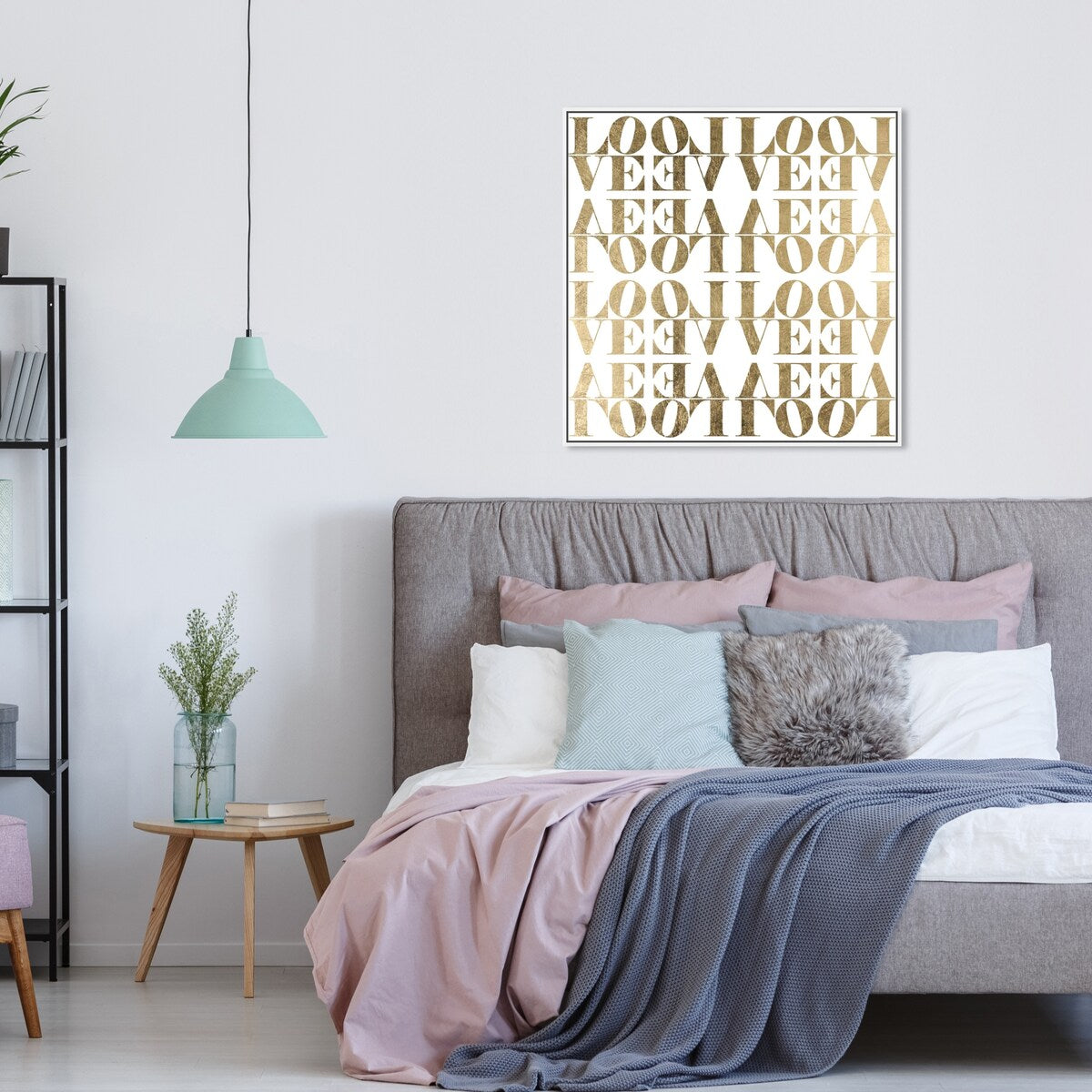 Infinite Love Pattern Modern Gold Canvas Wall Art Print for Living Room