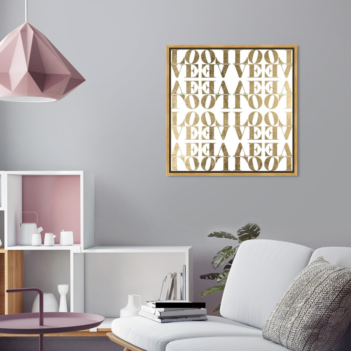 Infinite Love Pattern Modern Gold Canvas Wall Art Print for Living Room