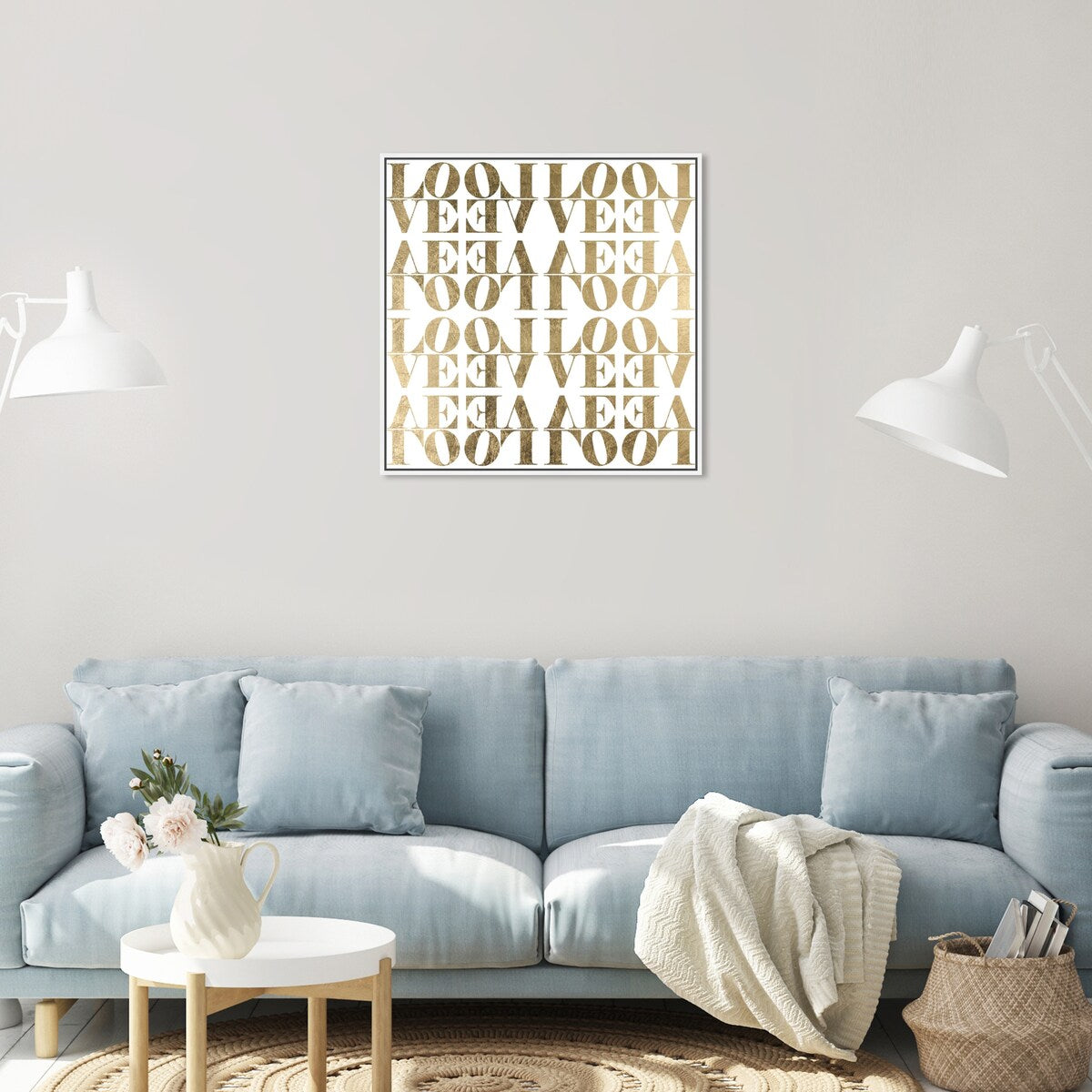 Infinite Love Pattern Modern Gold Canvas Wall Art Print for Living Room