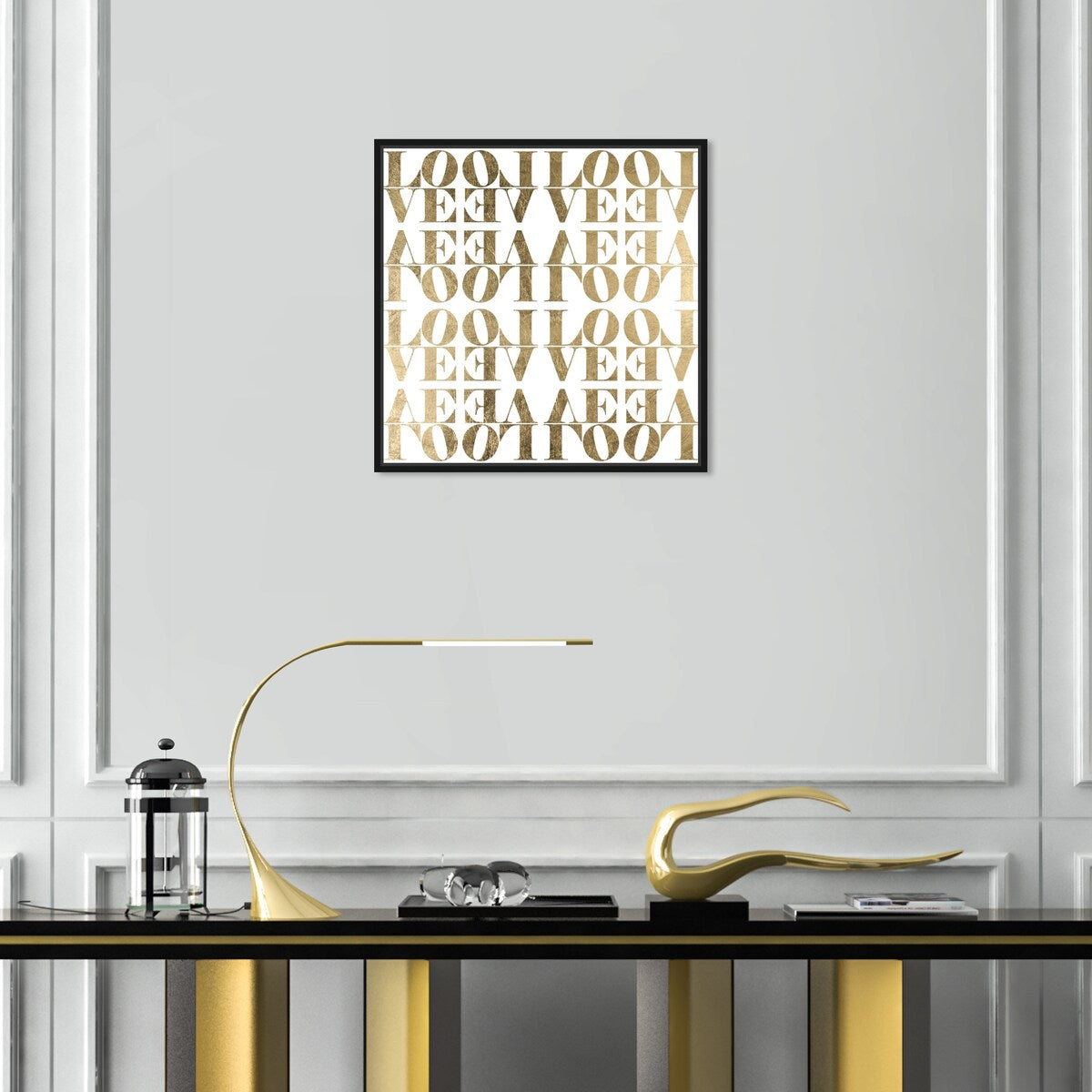 Infinite Love Pattern Modern Gold Canvas Wall Art Print for Living Room