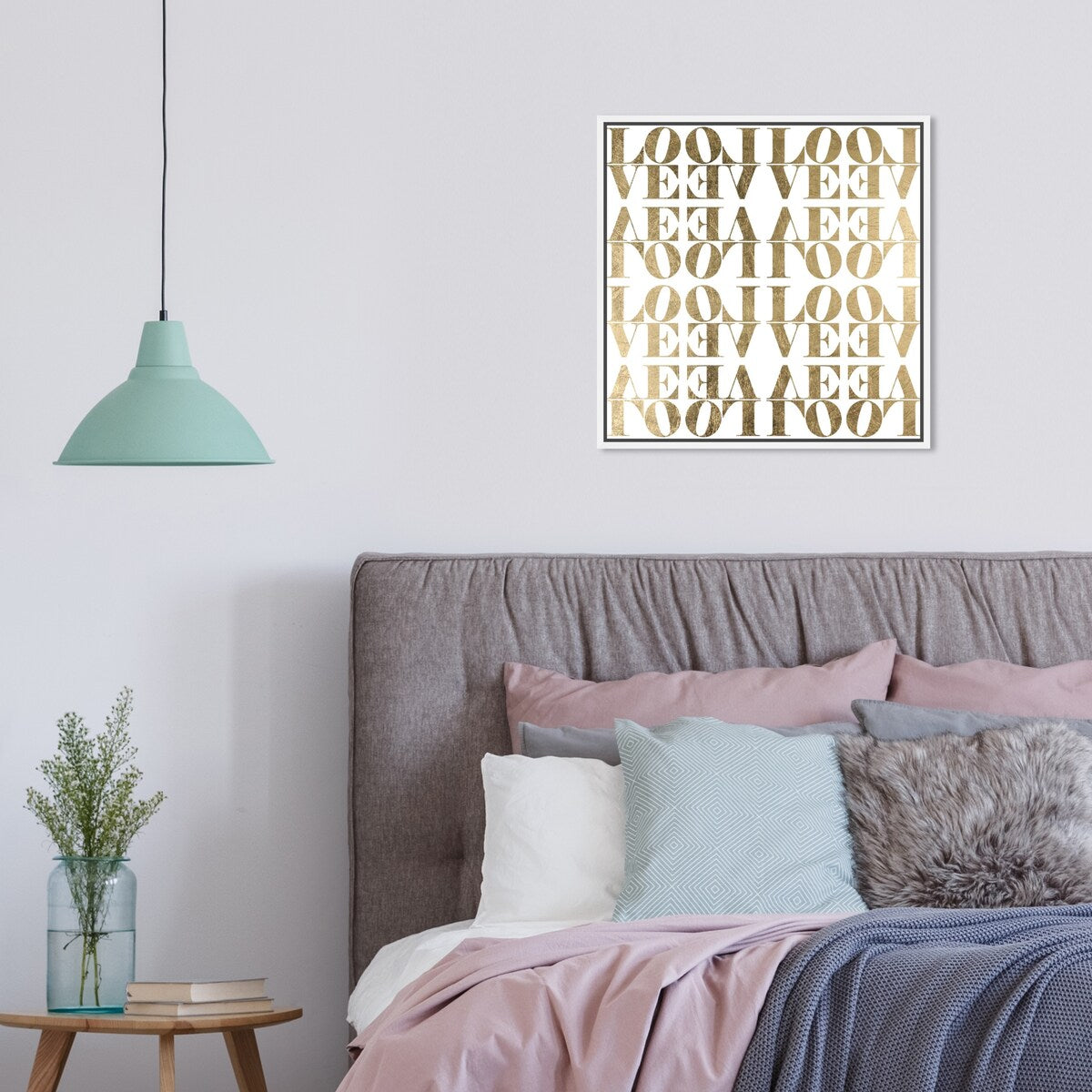 Infinite Love Pattern Modern Gold Canvas Wall Art Print for Living Room