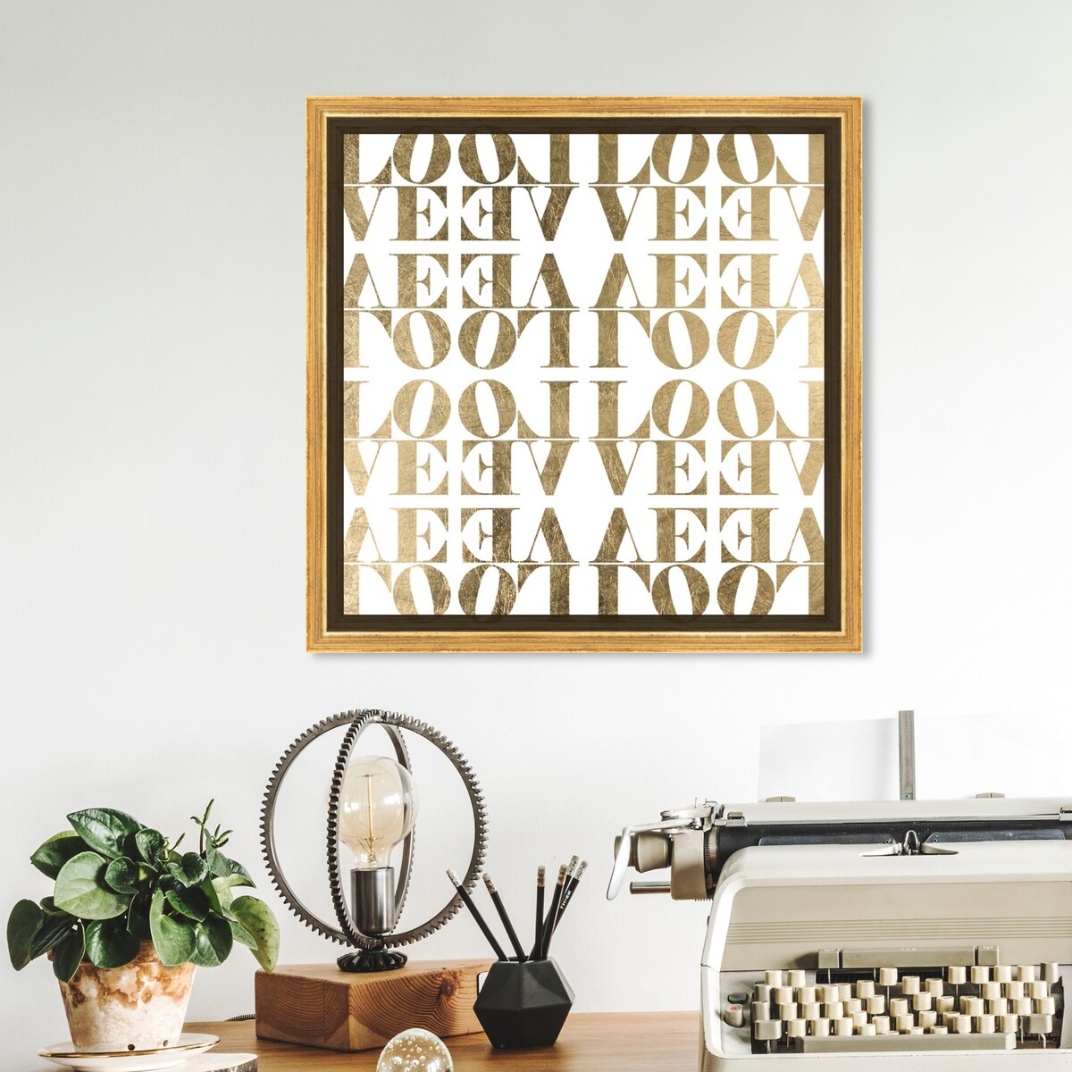 Infinite Love Pattern Modern Gold Canvas Wall Art Print for Living Room