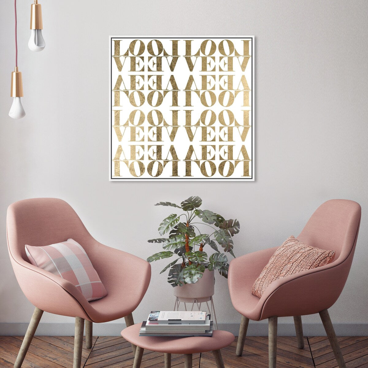 Infinite Love Pattern Modern Gold Canvas Wall Art Print for Living Room