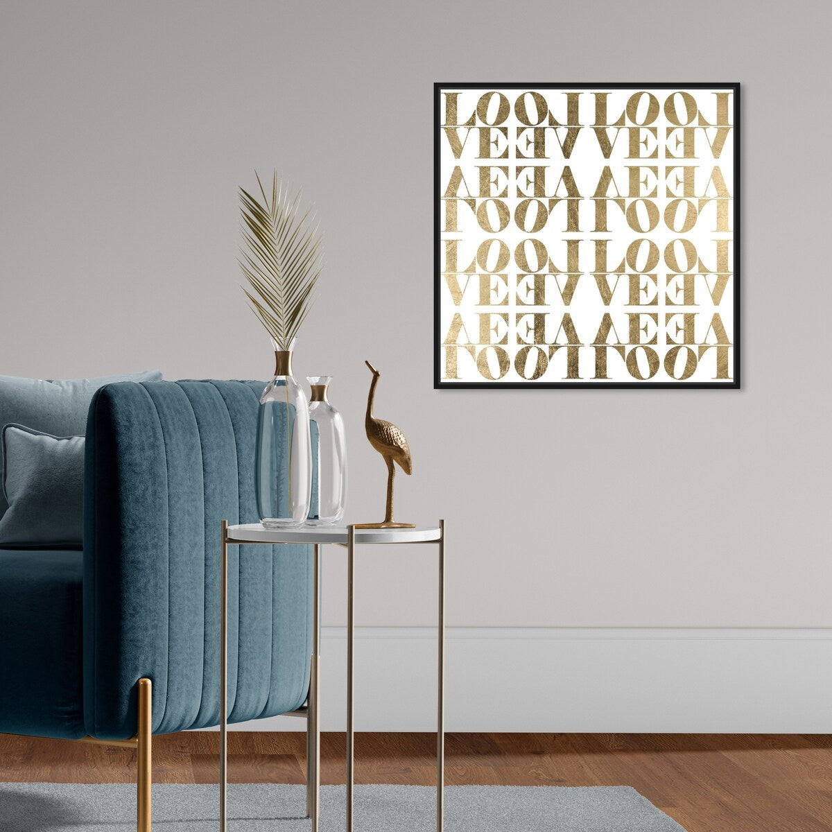 Infinite Love Pattern Modern Gold Canvas Wall Art Print for Living Room