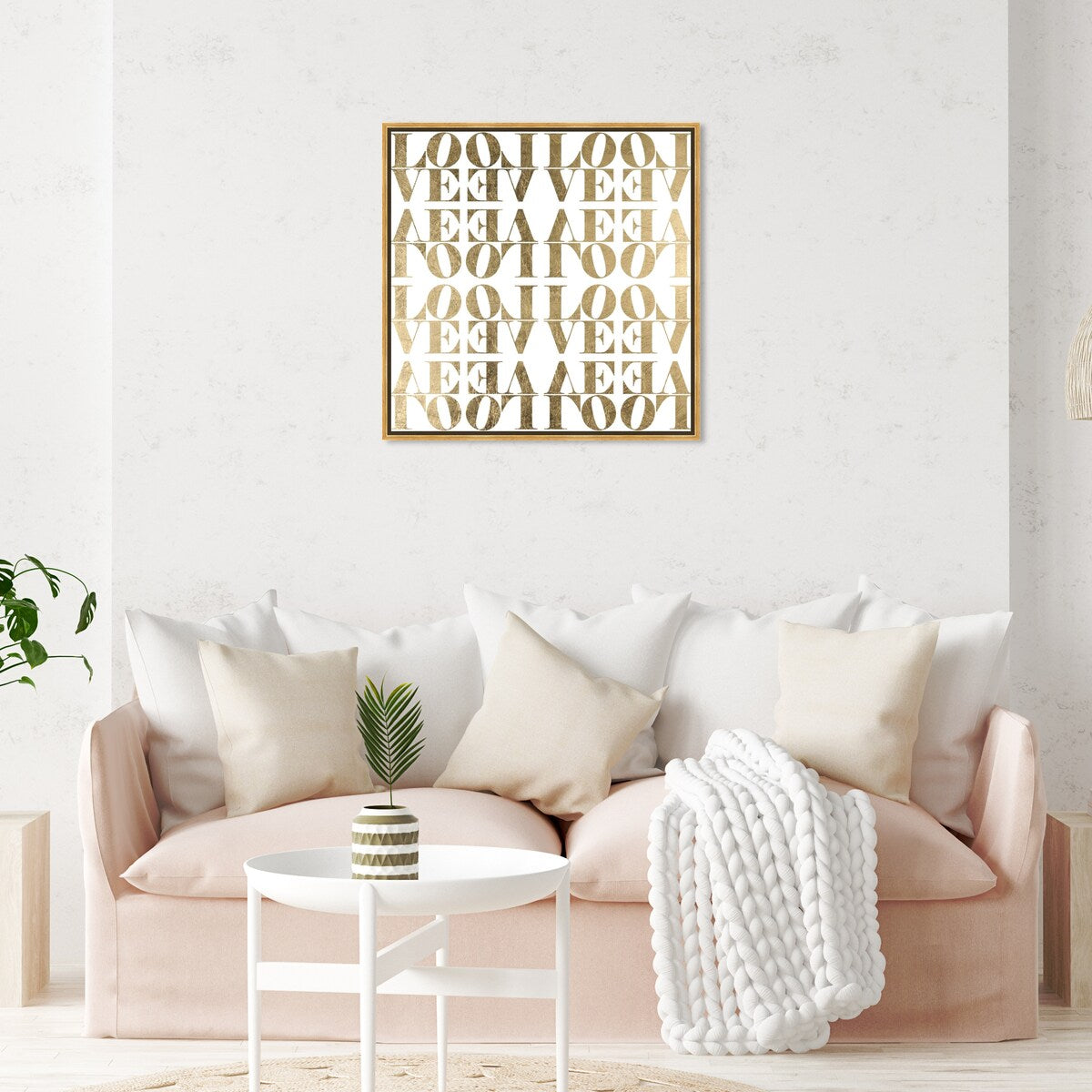 Infinite Love Pattern Modern Gold Canvas Wall Art Print for Living Room