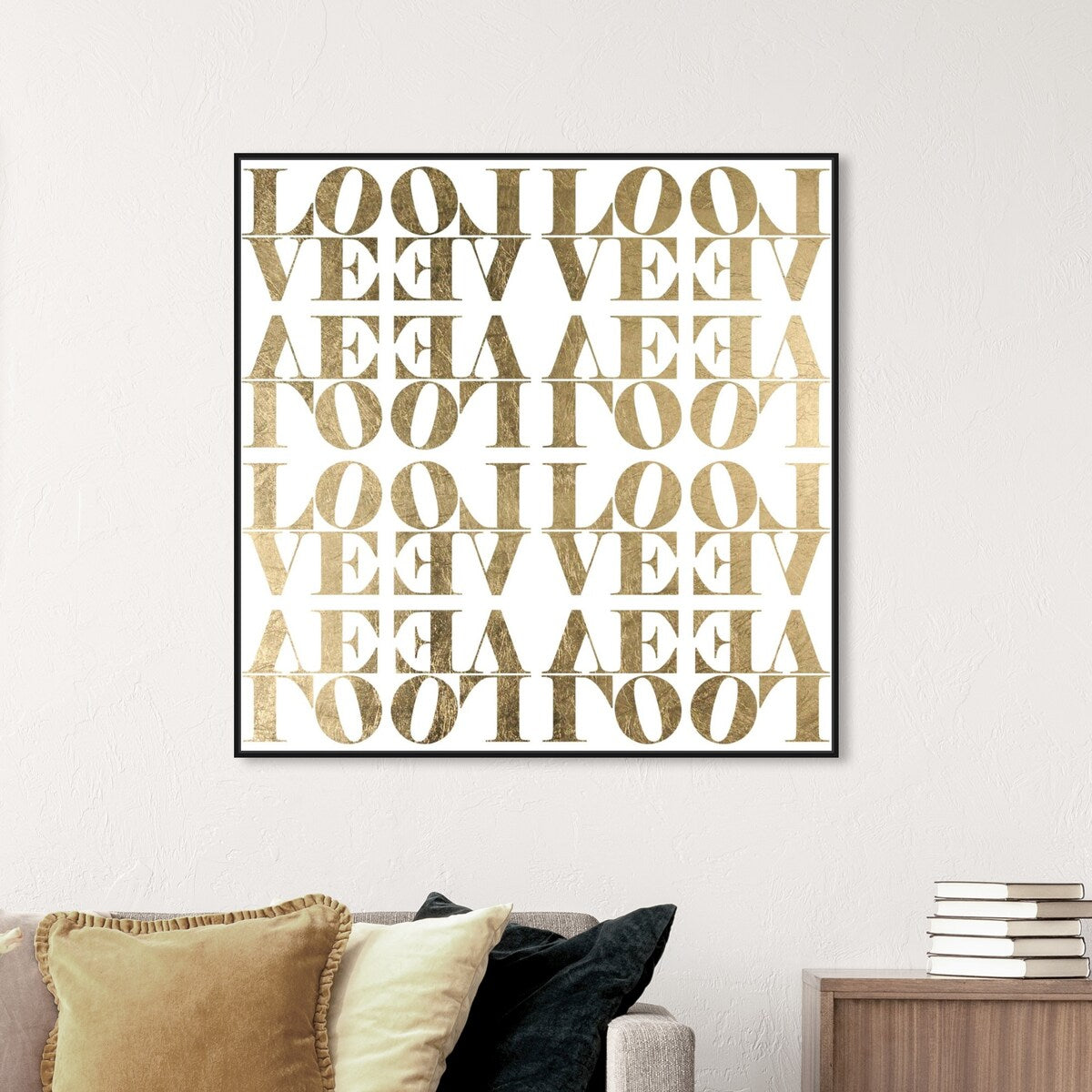 Infinite Love Pattern Modern Gold Canvas Wall Art Print for Living Room