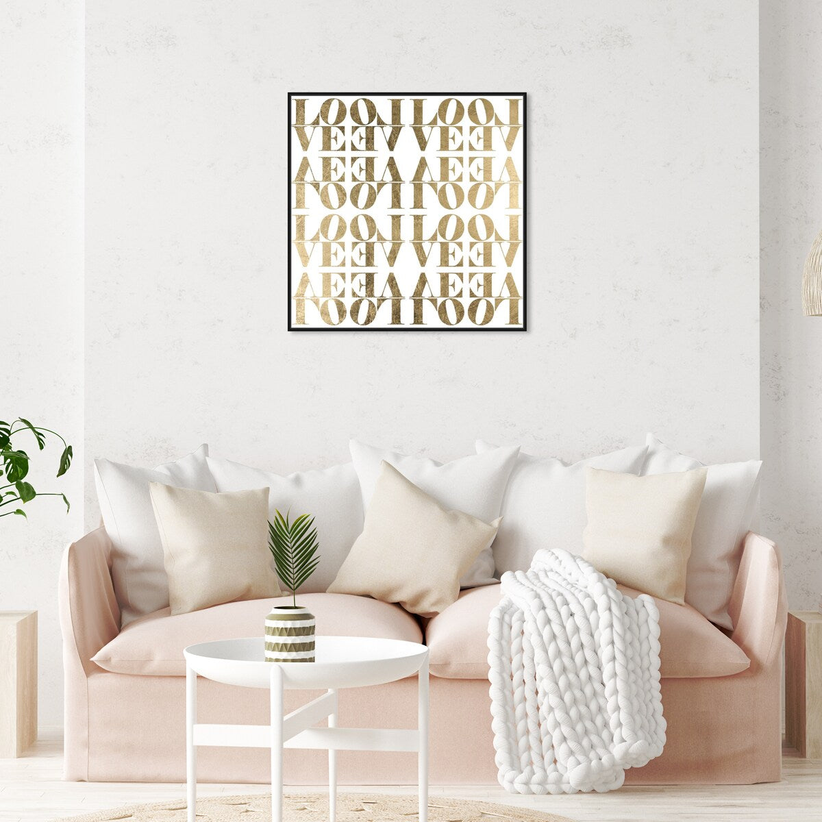Infinite Love Pattern Modern Gold Canvas Wall Art Print for Living Room