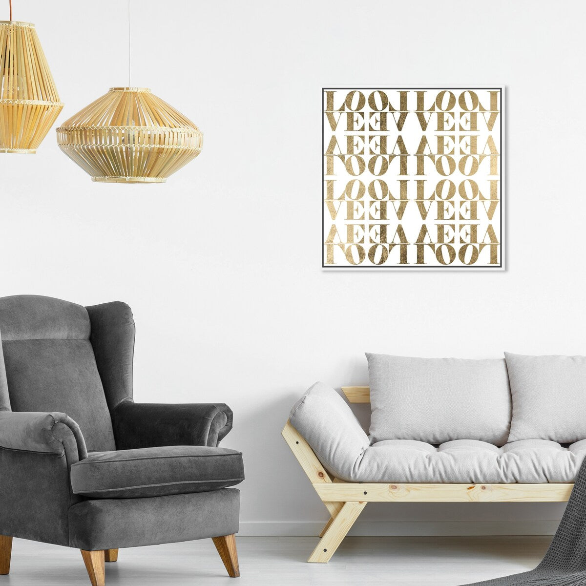 Infinite Love Pattern Modern Gold Canvas Wall Art Print for Living Room