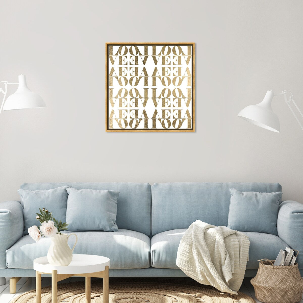 Infinite Love Pattern Modern Gold Canvas Wall Art Print for Living Room