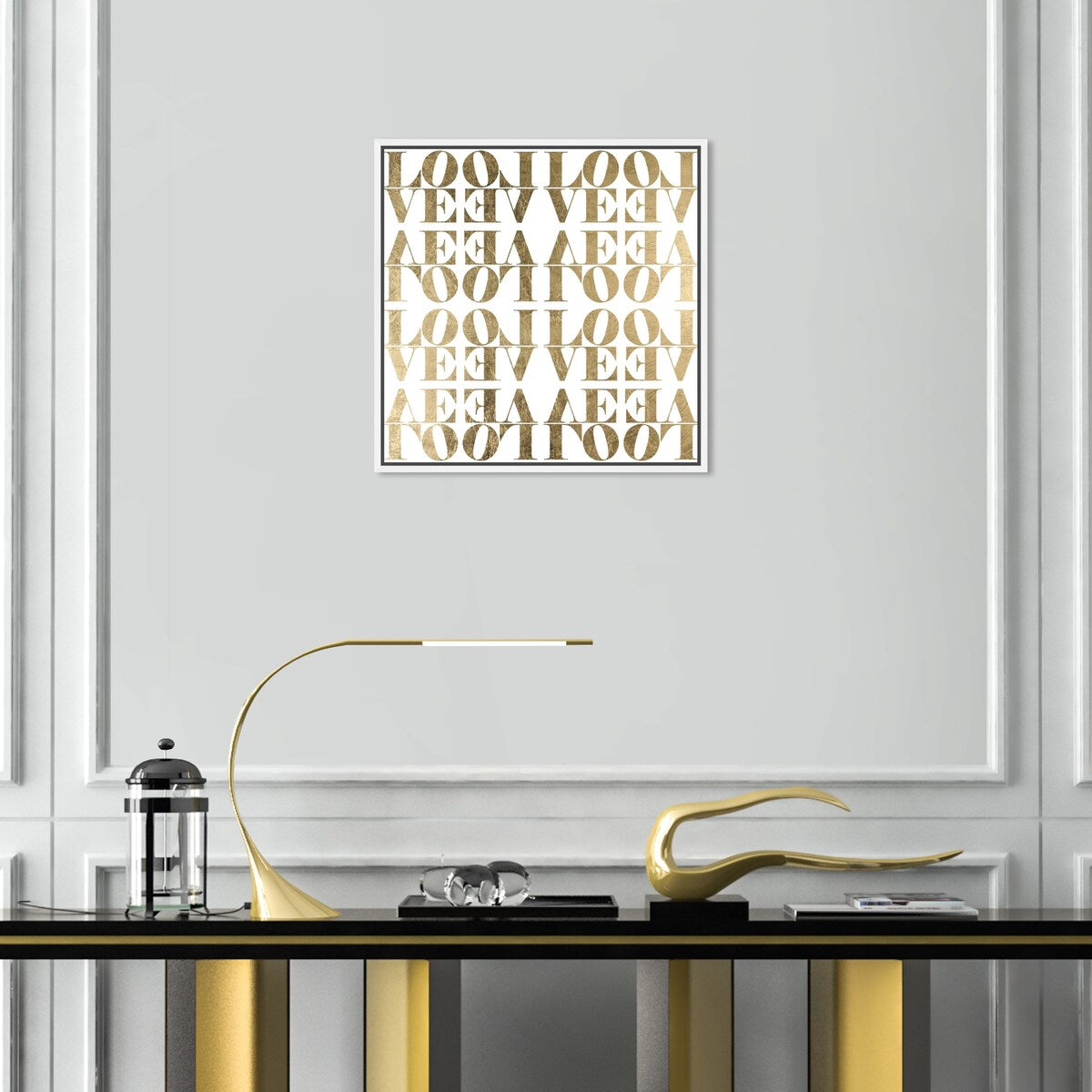 Infinite Love Pattern Modern Gold Canvas Wall Art Print for Living Room