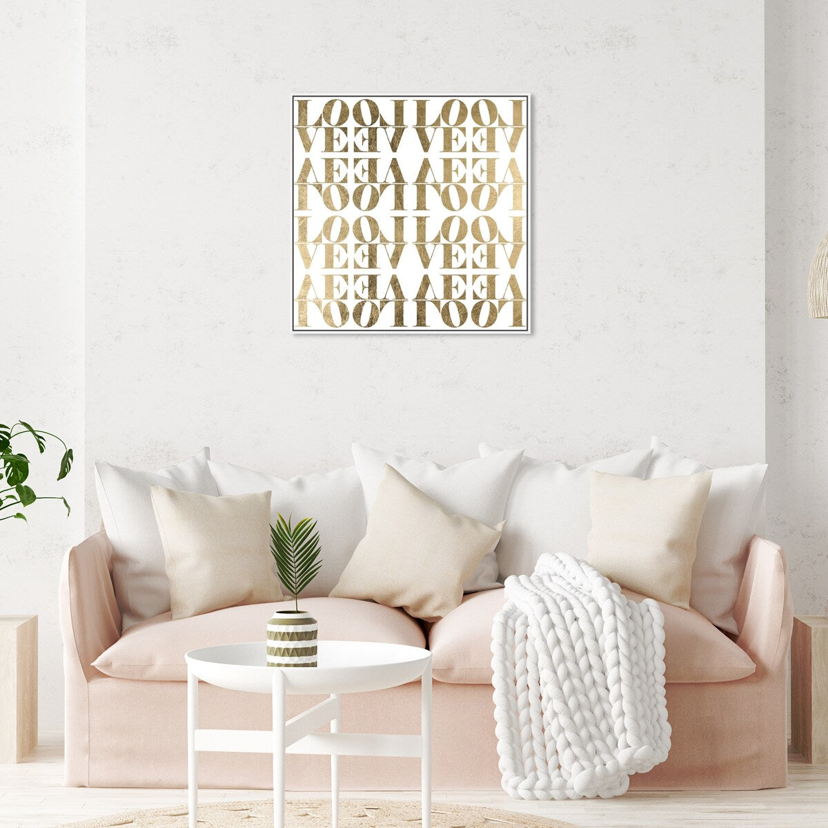 Infinite Love Pattern Modern Gold Canvas Wall Art Print for Living Room