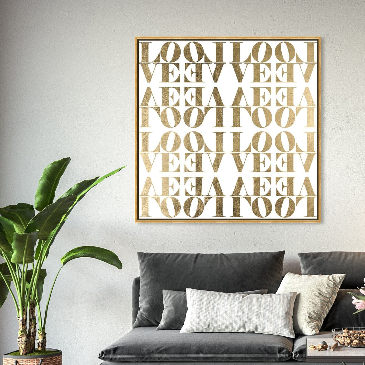 Infinite Love Pattern Modern Gold Canvas Wall Art Print for Living Room