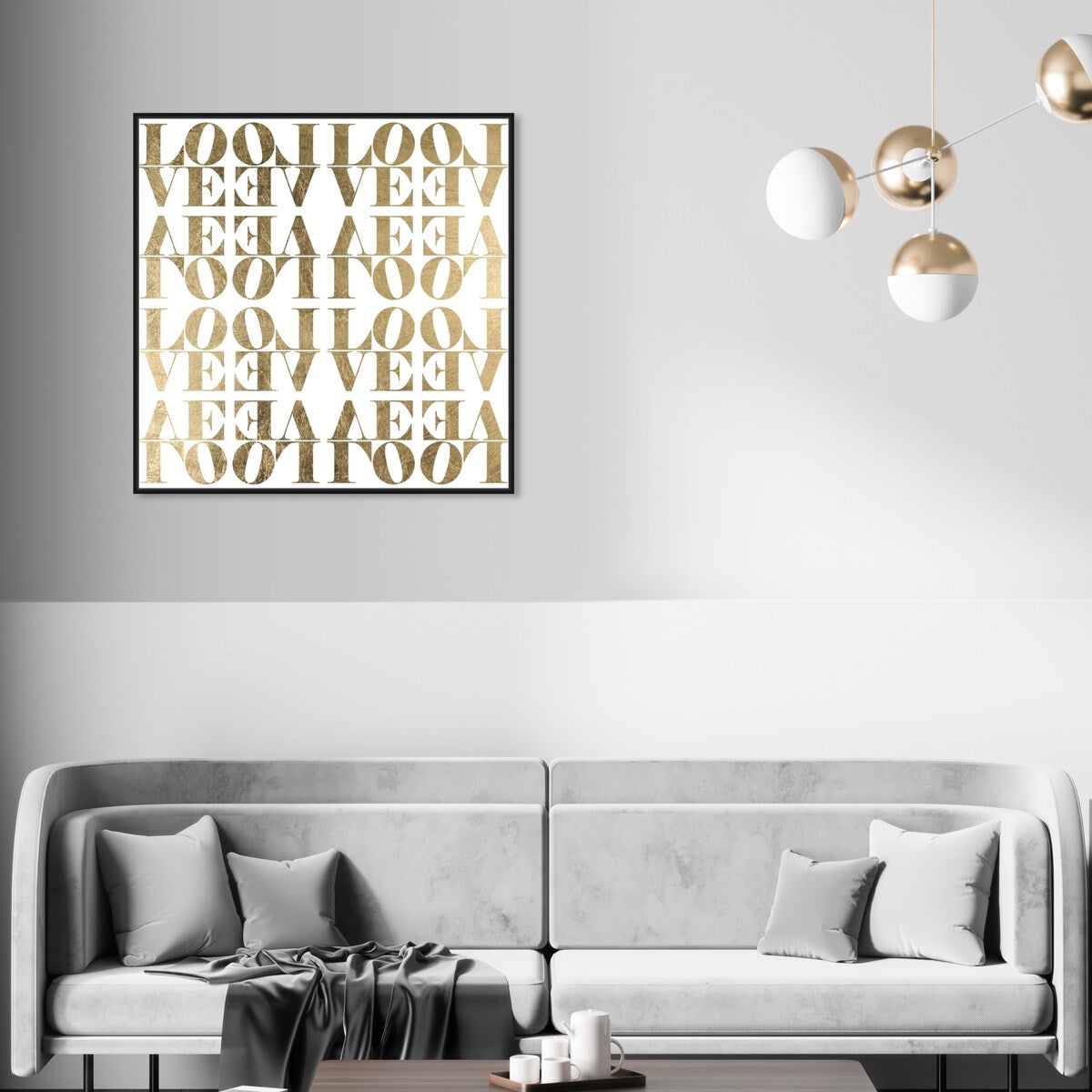Infinite Love Pattern Modern Gold Canvas Wall Art Print for Living Room